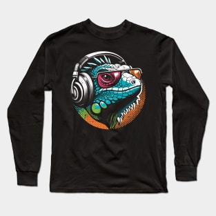 Gamer Iguana Music Lover Long Sleeve T-Shirt